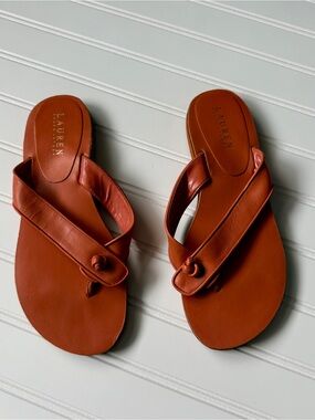 Lauren Ralph Lauren Leather Knotted Thong Sandals